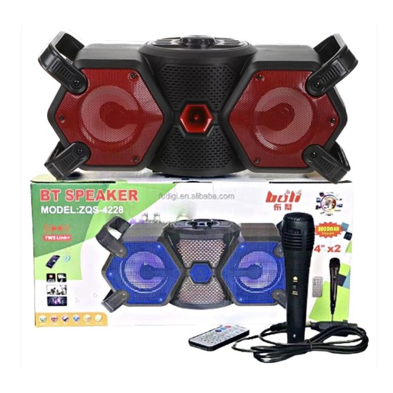 Sing-e Portable Wireless Speaker ZQS4228 with Mic and Remote Control Red